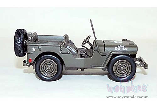 New Ray - Military Mission Chevrolet® Military Flatbed Truck "Hickam Airfield", US Army, with Jeep® Willys (1941, 1/32 scale diecast model car, Green) SS-61053B