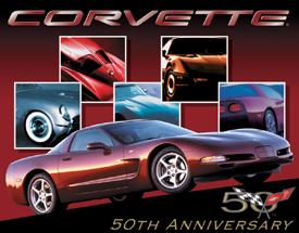 Tin Sign: Chevy Corvette 50th Anniversary sign TD1015