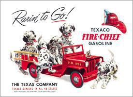 Tin Sign: Texaco Fire Chief Gasoline with Dalmatians TD594