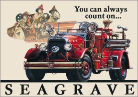 Tin sign: Seagrave Fire Truck