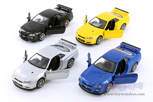 Showcasts Collectibles - Nissan Skyline GT-R34 V Spec II (1/36 scale diecast model car, Asstd.) TM012023