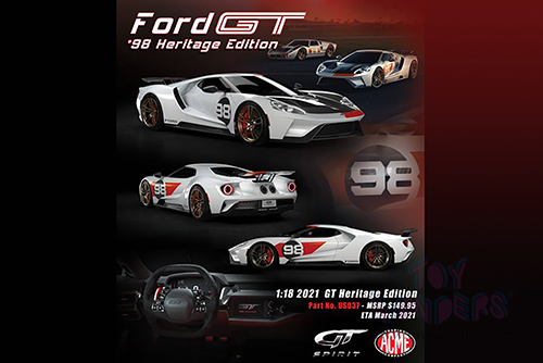 GT Spirit/ACME USA Exclusive - Ford GT #98 1966 Daytona 24 Hours Heritage Edition (2021, 1/18 scale resin model car, White) US037