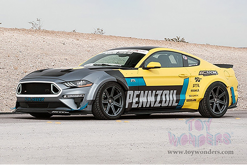 GT Spirit USA Exclusive - Ford Mustang RTR Spec 5 Widebody - Pennzoil (2021, 1/18 scale resin model car, Black/Yellow) US056