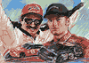 Show product details for Art print sign: Dale Earnhardt and Earnhardt Jr. print CA077