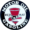 Tin Sign: Motor Oil Red Hat Gasoline Round Sign RD6